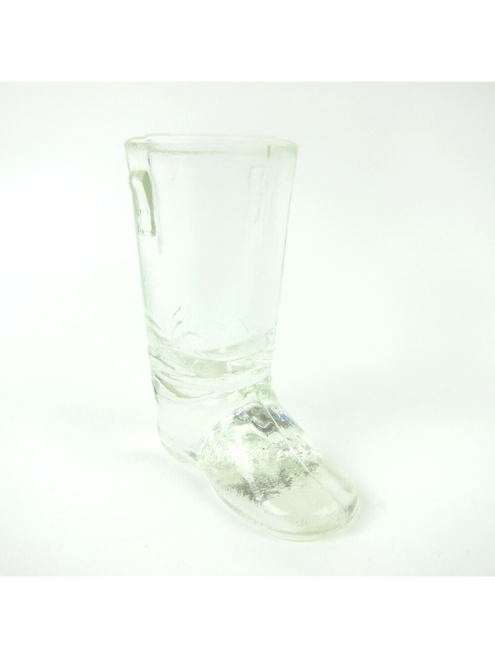 Vintage Santa Claus Boot Candy Container 3.5" Clear Glass Mid-Century Christmas